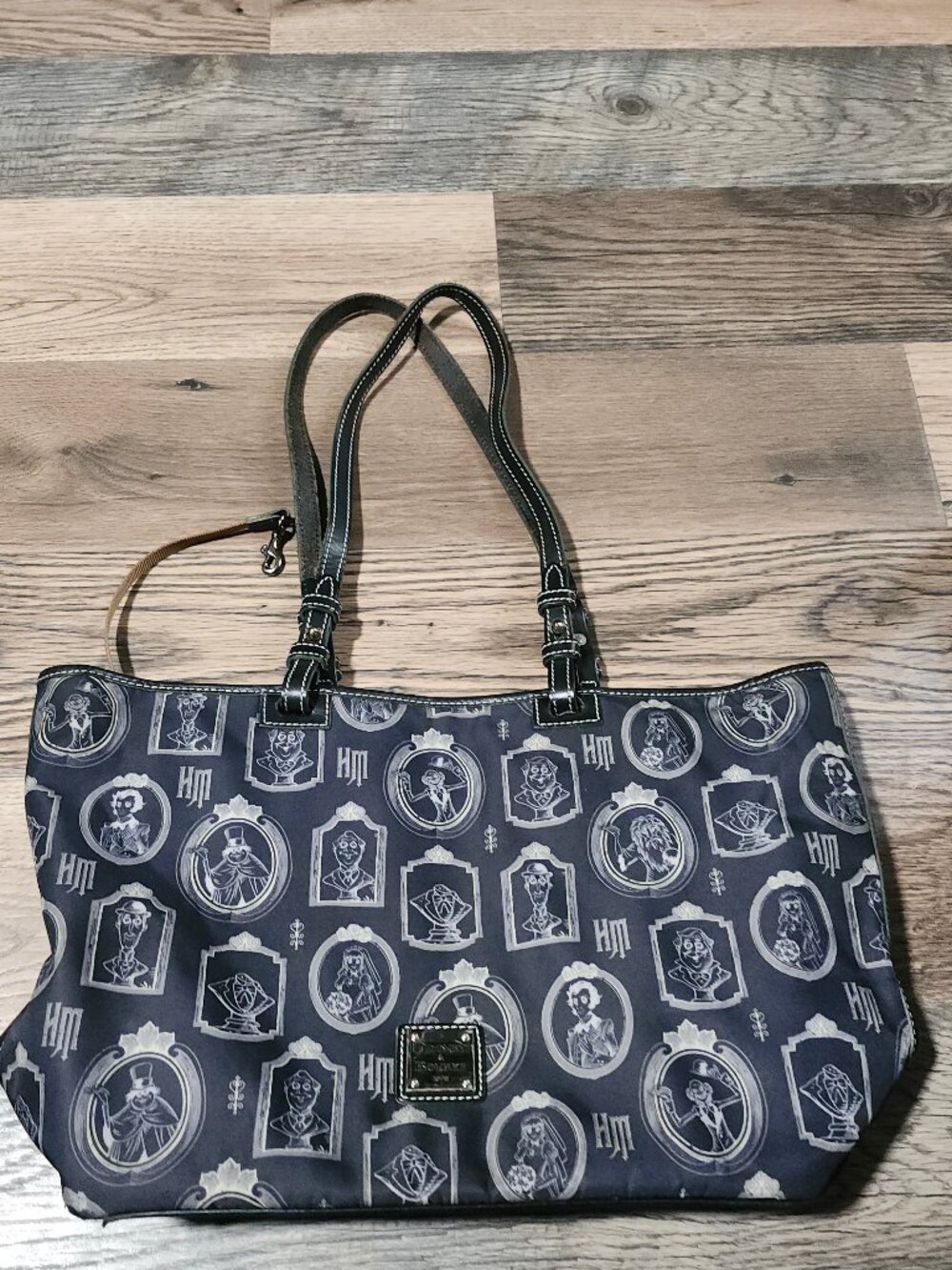 Dooney & Bourke Black Gray Haunted Mansion Portrait Tote Bag Purse